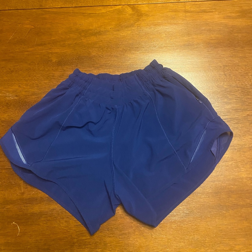 Excellent used condition size 4, 4” Lululemon hotty hots, royal blue.